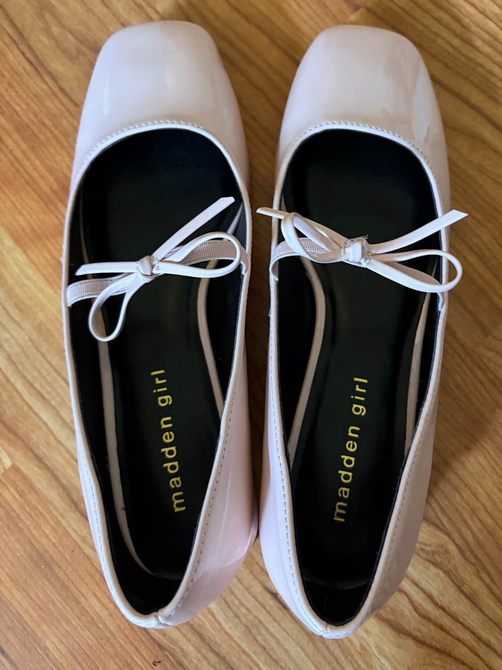 Madden Girl Pale Blush Patent Bow Ballet Flats